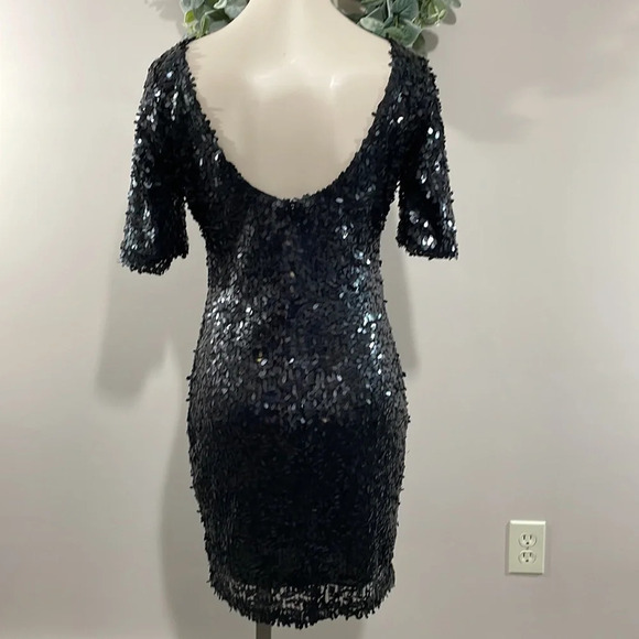 Ark & Co Black Sequin Scoop Back Shirt Sleeve Dress S - Picture 6 of 16